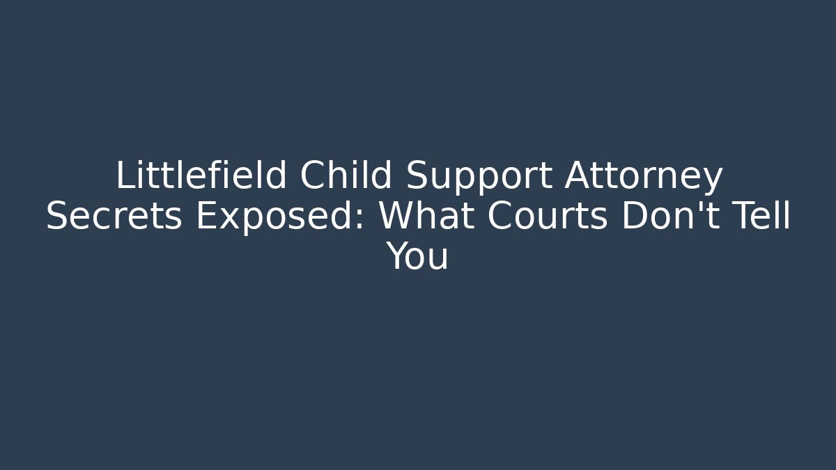 Littlefield Child Support Attorney Secrets Exposed: What Courts Don’t Tell You