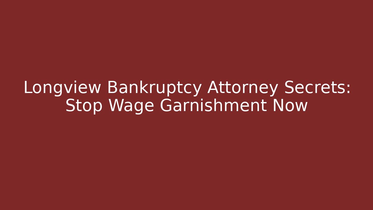 Longview Bankruptcy Attorney Secrets: Stop Wage Garnishment Now - V Auction