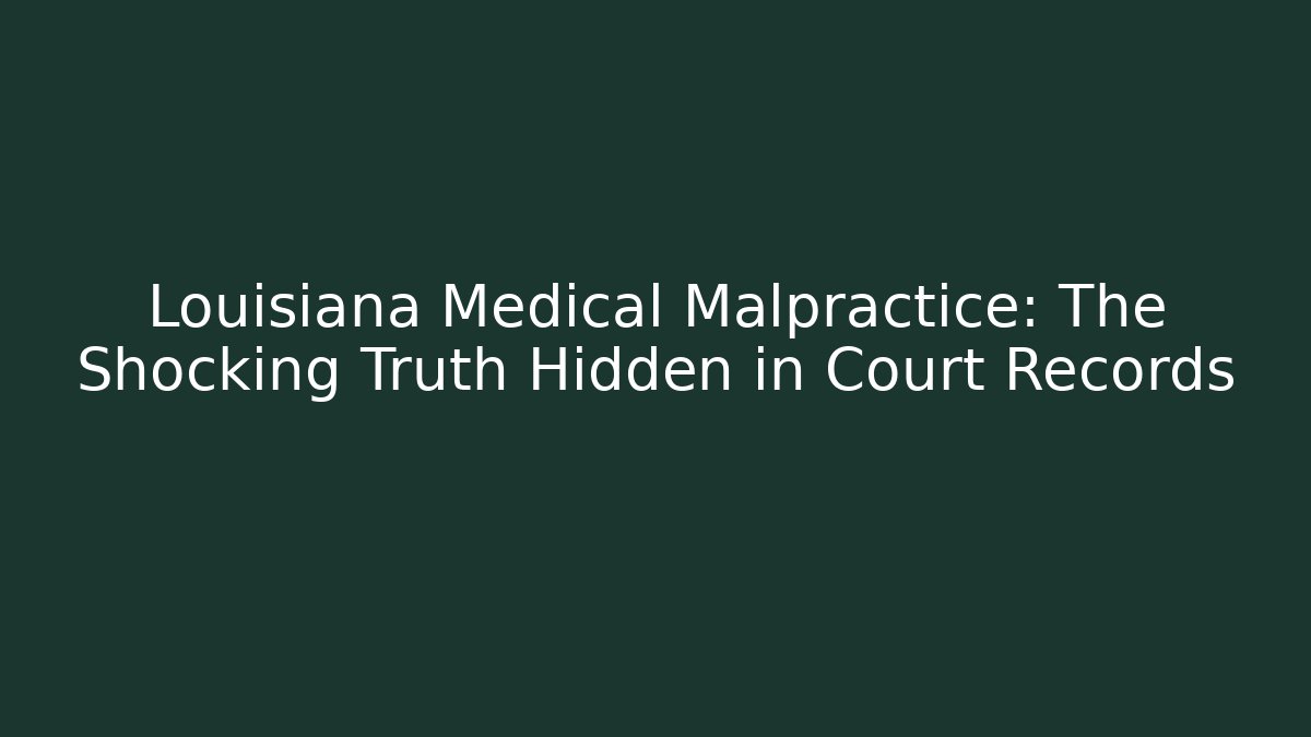Louisiana Medical Malpractice: The Shocking Truth Hidden in Court Records