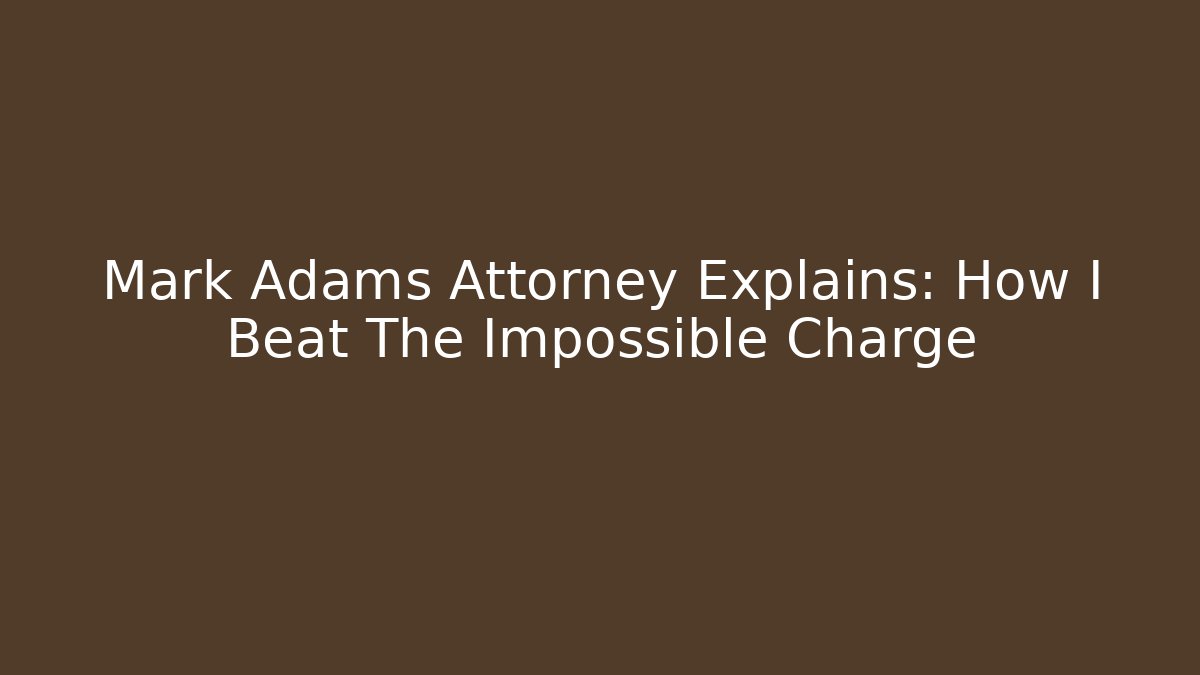 Mark Adams Attorney Explains: How I Beat The Impossible Charge