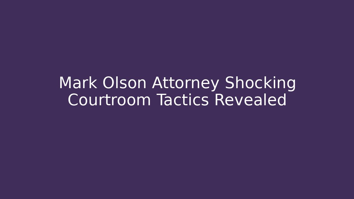 Mark Olson Attorney Shocking Courtroom Tactics Revealed - V Auction