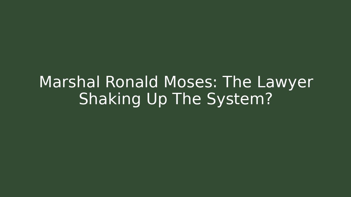 Marshal Ronald Moses: The Lawyer Shaking Up The System? - V Auction