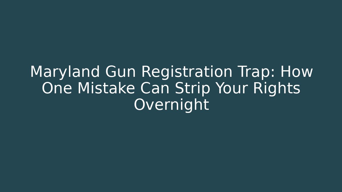 Maryland Gun Registration Trap: How One Mistake Can Strip Your Rights Overnight