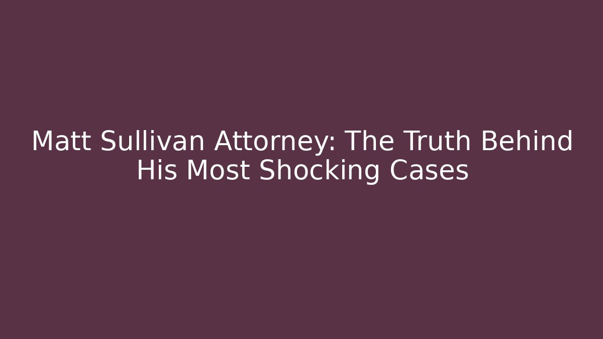 Matt Sullivan Attorney: The Truth Behind His Most Shocking Cases - V Auction