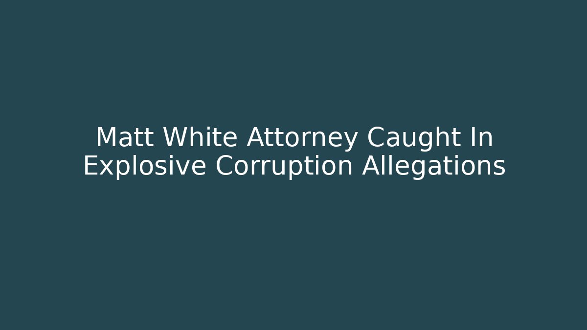 Matt White Attorney Caught In Explosive Corruption Allegations - V Auction