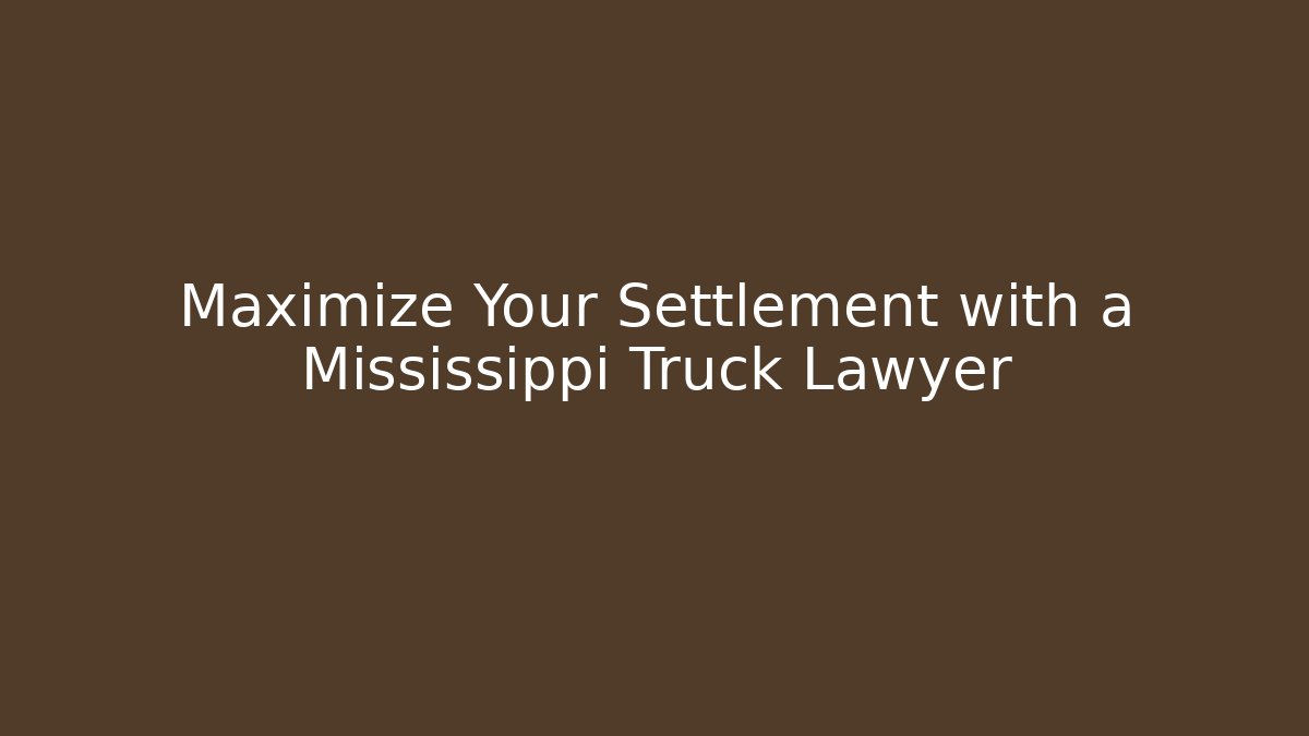 Maximize Your Settlement with a Mississippi Truck Lawyer
