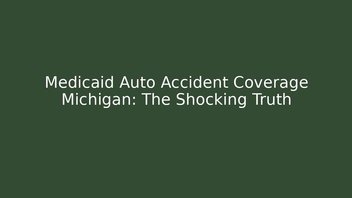 Medicaid Auto Accident Coverage Michigan: The Shocking Truth - V Auction