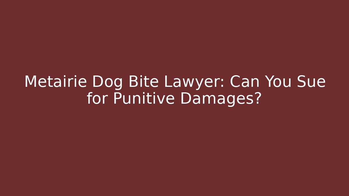 Metairie Dog Bite Lawyer: Can You Sue for Punitive Damages?