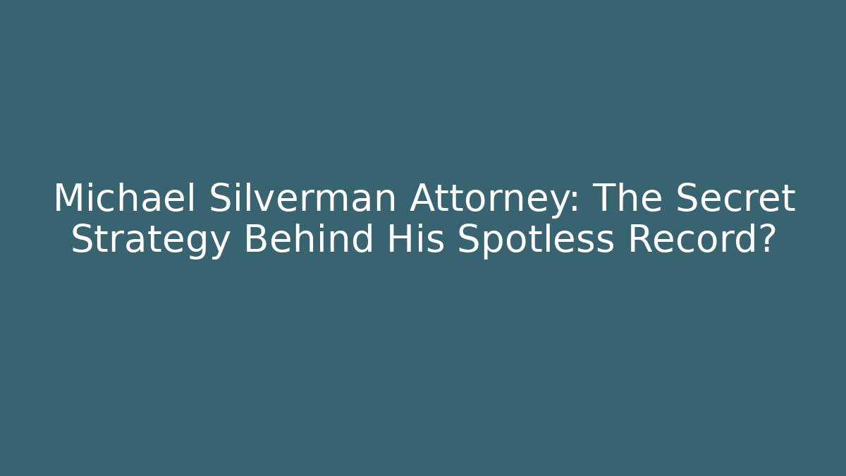 Michael Silverman Attorney: The Secret Strategy Behind His Spotless Record? - V Auction