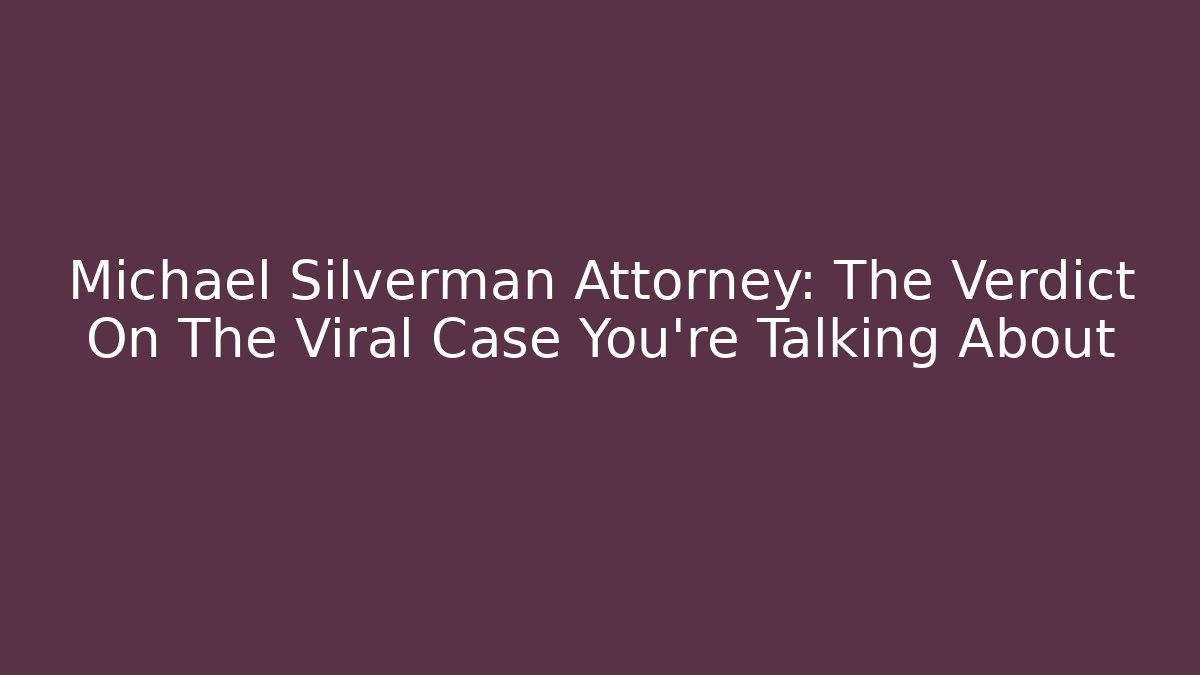 Michael Silverman Attorney: The Verdict On The Viral Case You’re Talking About