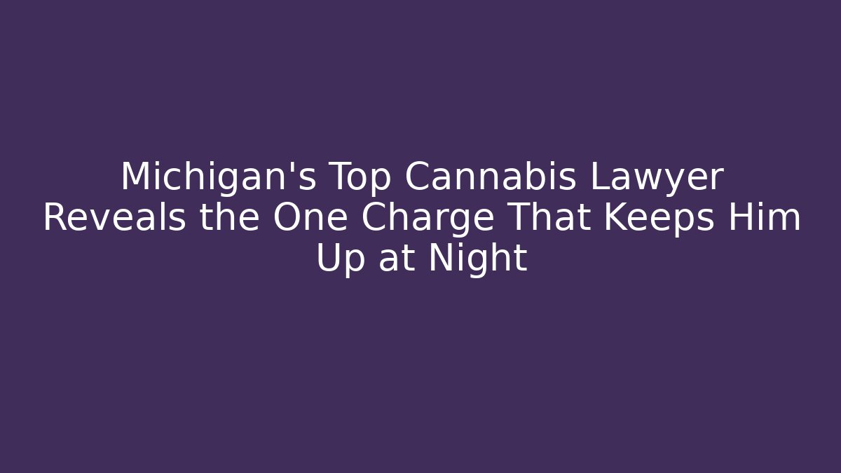 Michigan's Top Cannabis Lawyer Reveals the One Charge That Keeps Him Up at Night