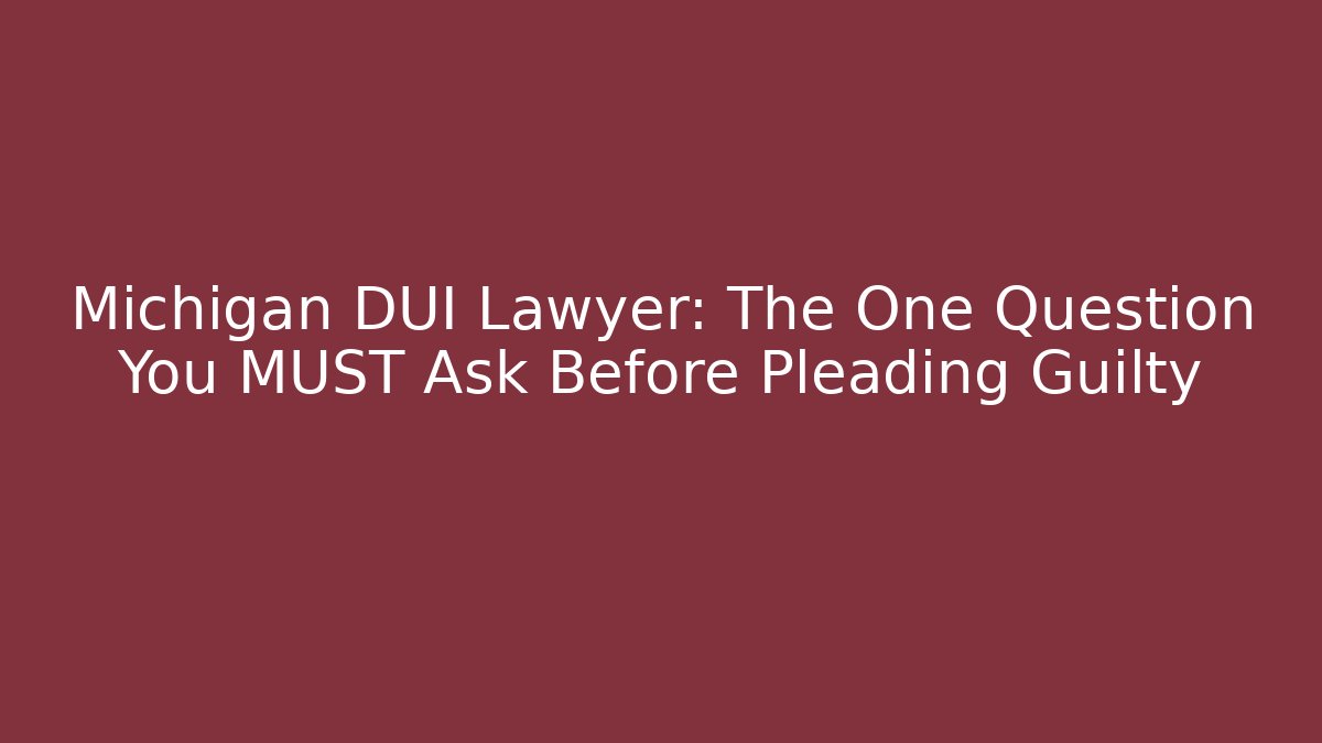 Michigan DUI Lawyer: The One Question You MUST Ask Before Pleading Guilty - V Auction