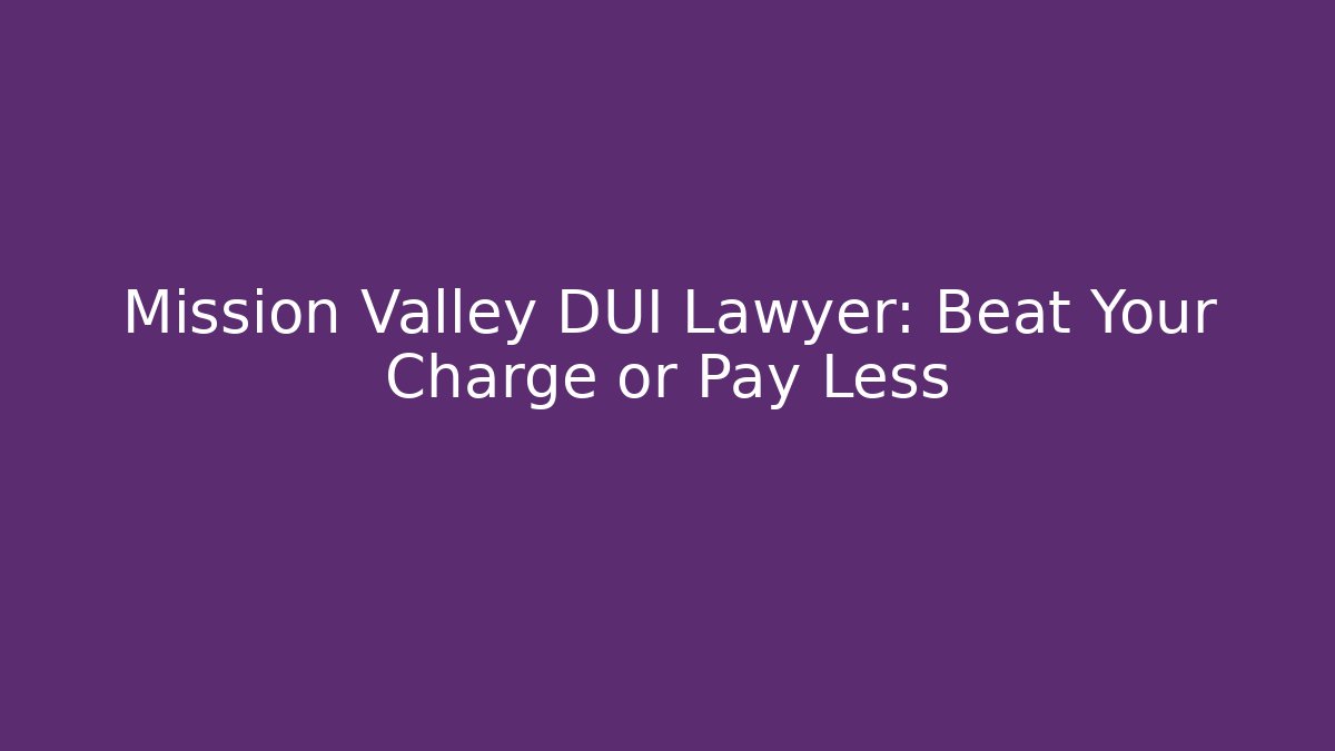 Mission Valley DUI Lawyer: Beat Your Charge or Pay Less - V Auction