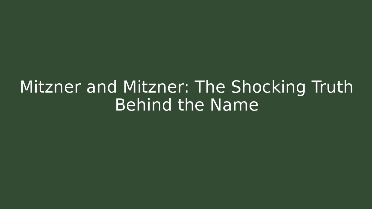 Mitzner and Mitzner: The Shocking Truth Behind the Name
