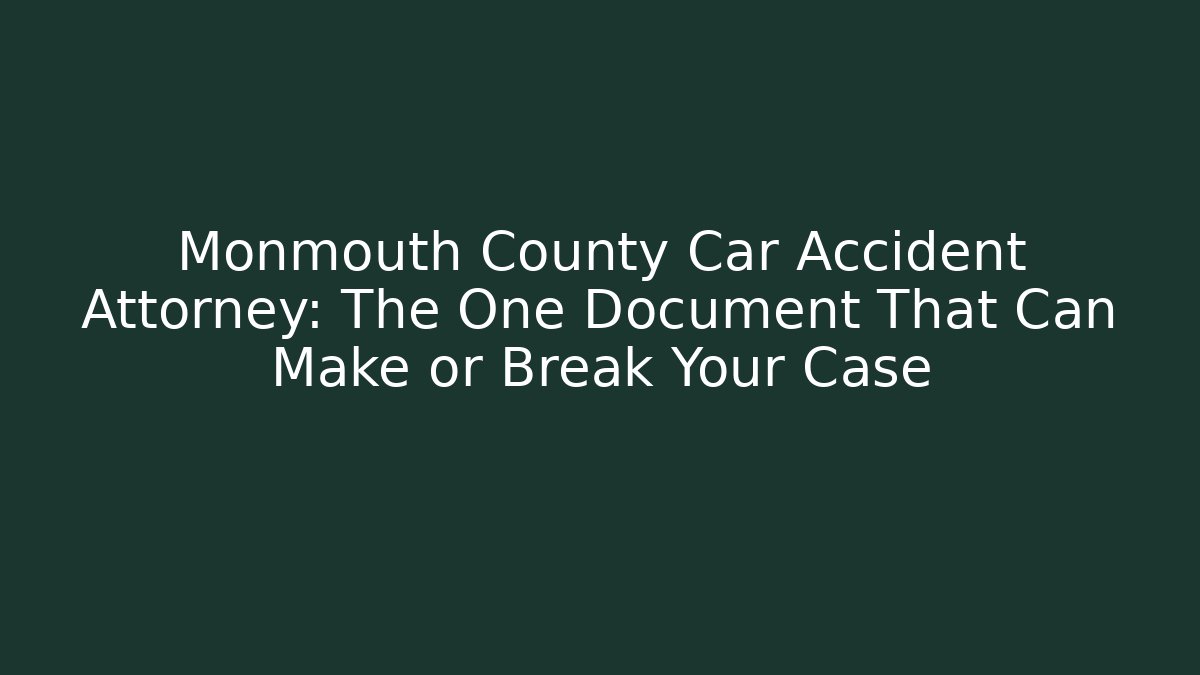 Monmouth County Car Accident Attorney: The One Document That Can Make or Break Your Case