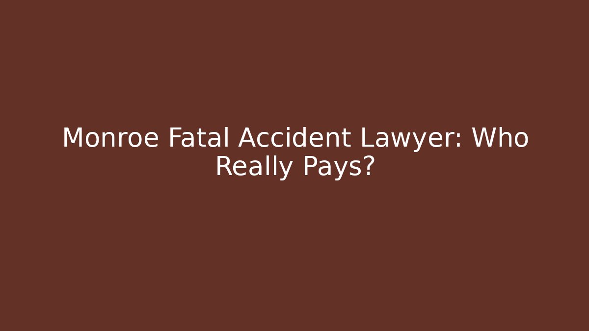 Monroe Fatal Accident Lawyer: Who Really Pays?