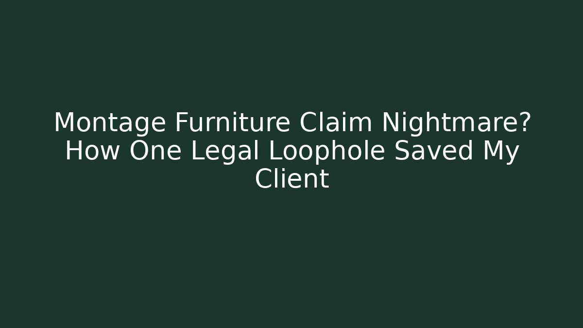 Montage Furniture Claim Nightmare? How One Legal Loophole Saved My Client