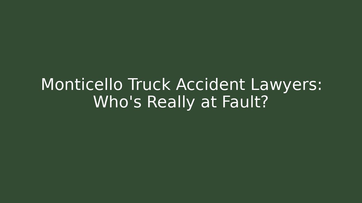 Monticello Truck Accident Lawyers: Who’s Really at Fault?
