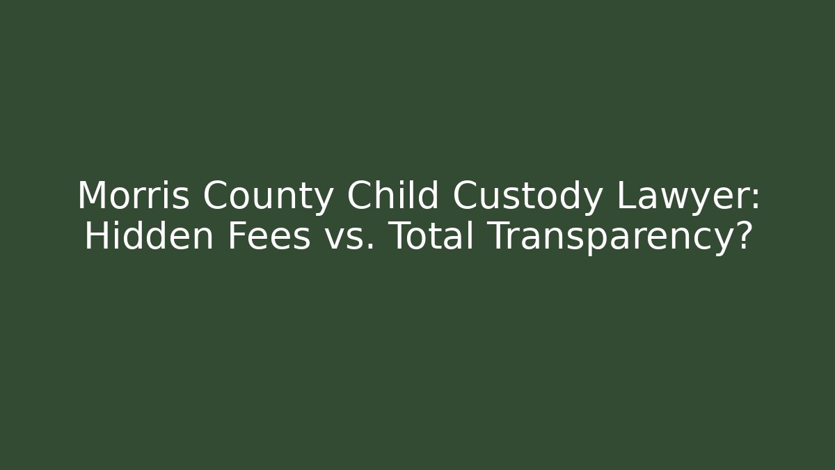 Morris County Child Custody Lawyer: Hidden Fees vs. Total Transparency?