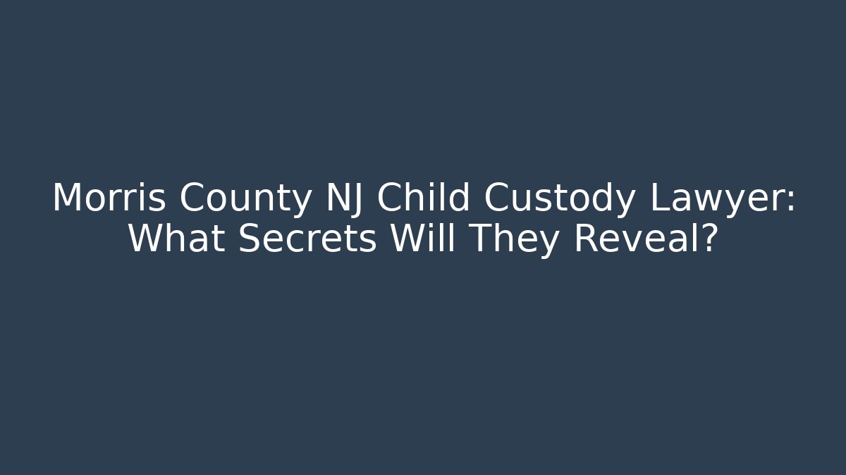 Morris County NJ Child Custody Lawyer: What Secrets Will They Reveal?