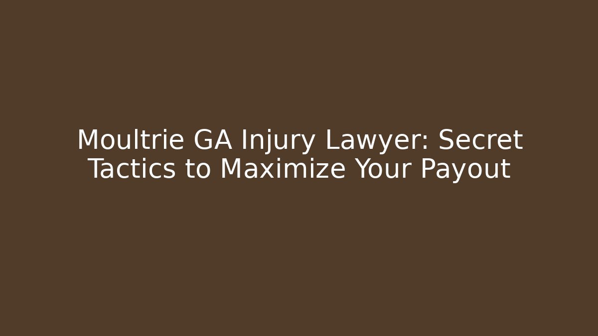Moultrie GA Injury Lawyer: Secret Tactics to Maximize Your Payout