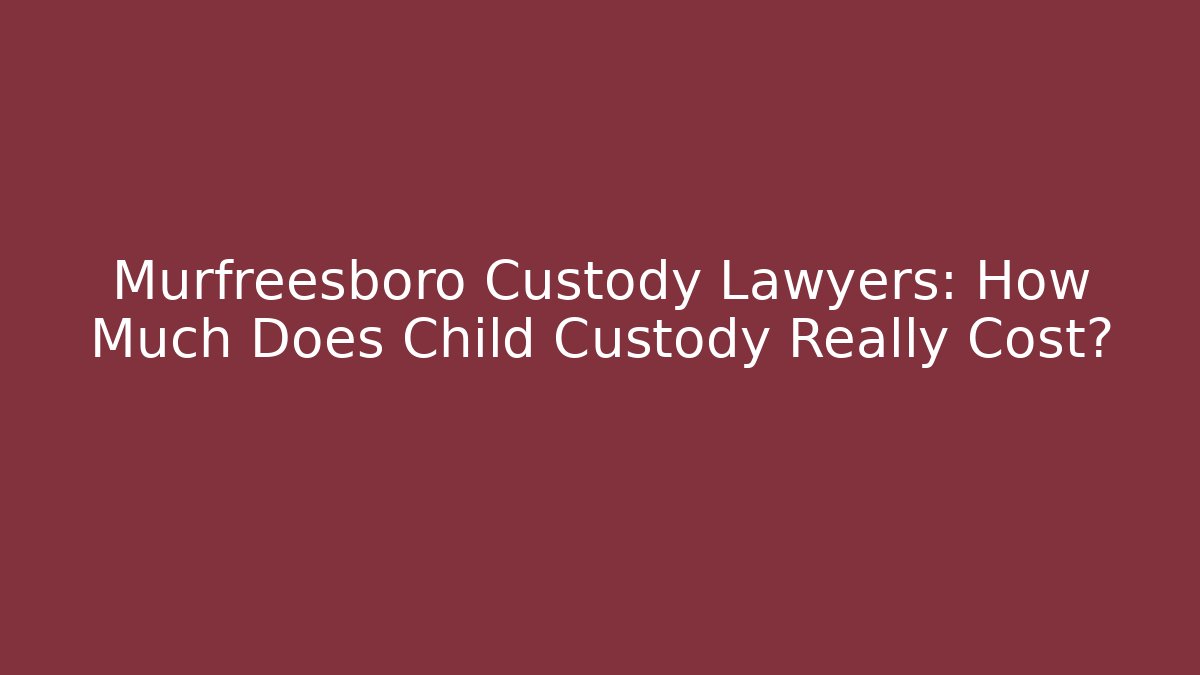 Murfreesboro Custody Lawyers: How Much Does Child Custody Really Cost?