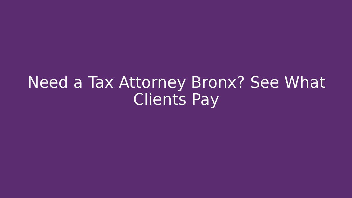 Need a Tax Attorney Bronx? See What Clients Pay