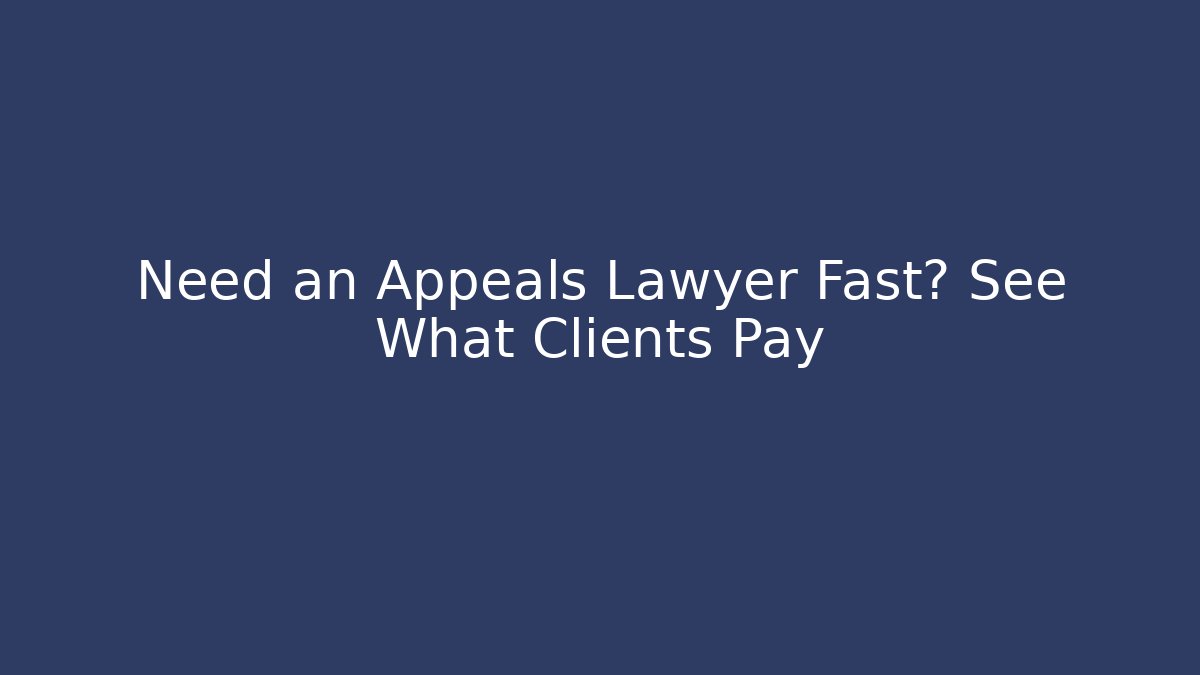 Need an Appeals Lawyer Fast? See What Clients Pay