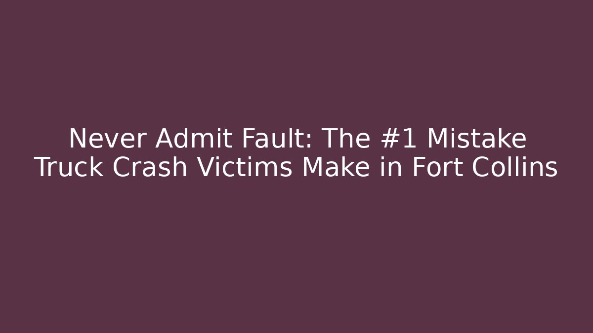 Never Admit Fault: The #1 Mistake Truck Crash Victims Make in Fort Collins
