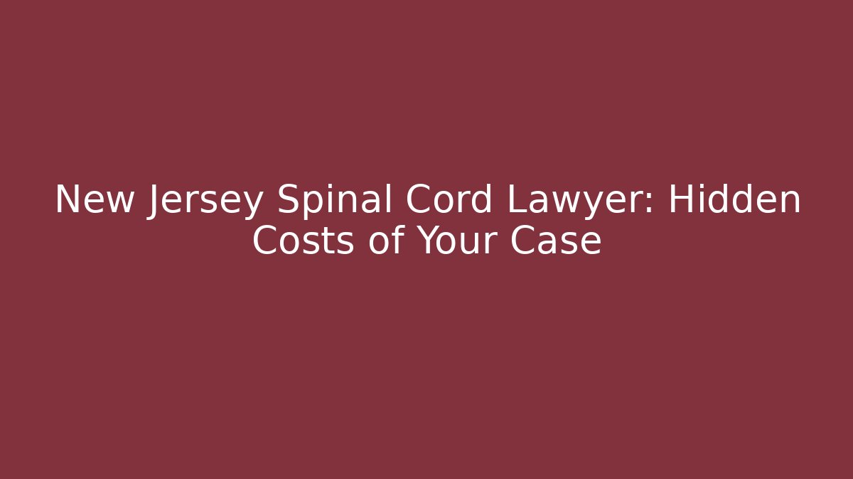 New Jersey Spinal Cord Lawyer: Hidden Costs of Your Case