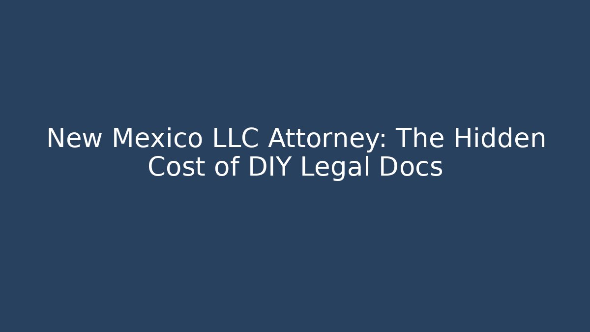 New Mexico LLC Attorney: The Hidden Cost of DIY Legal Docs