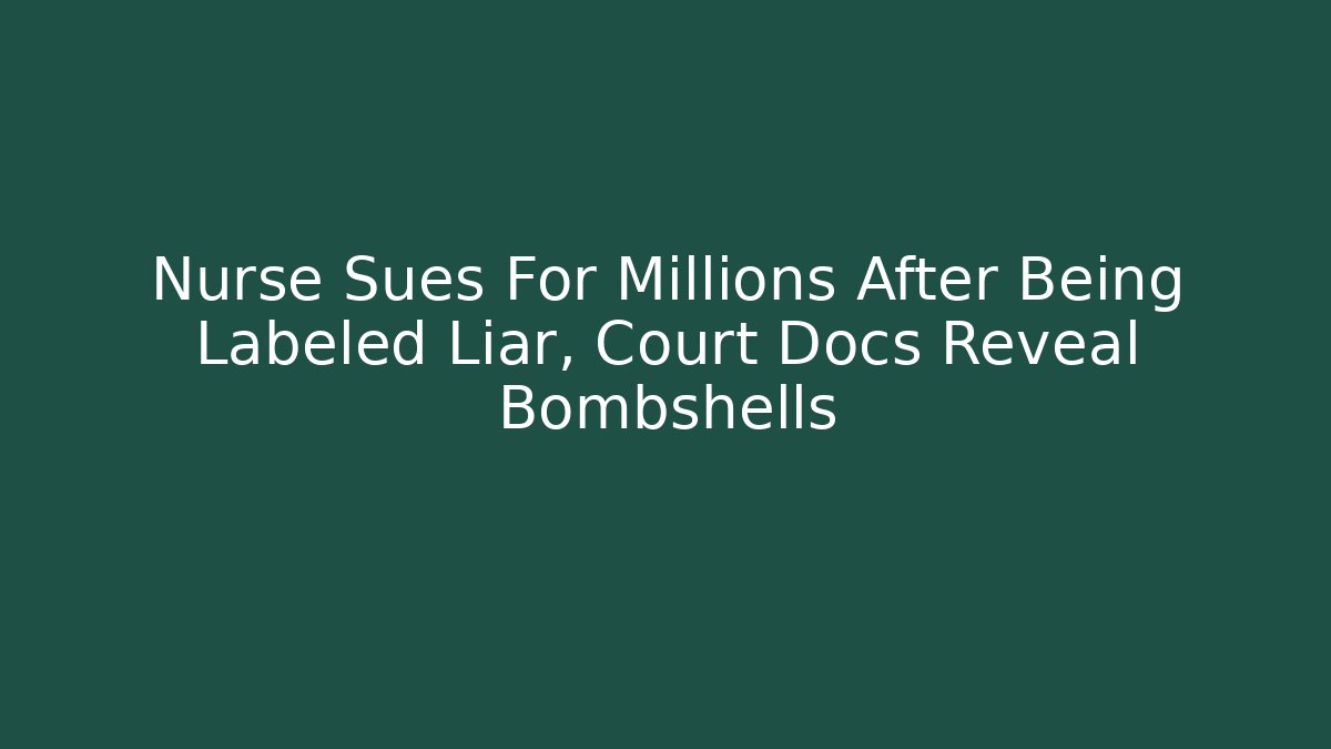 Nurse Sues For Millions After Being Labeled Liar, Court Docs Reveal Bombshells - V Auction