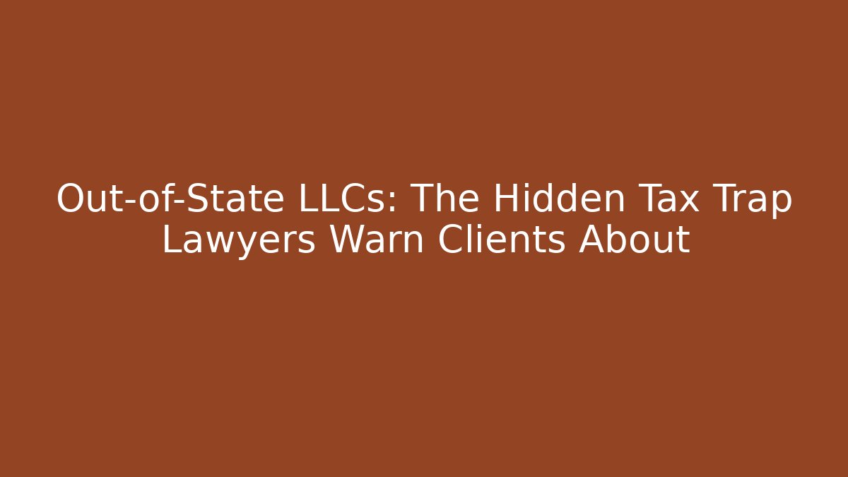 Out-of-State LLCs: The Hidden Tax Trap Lawyers Warn Clients About