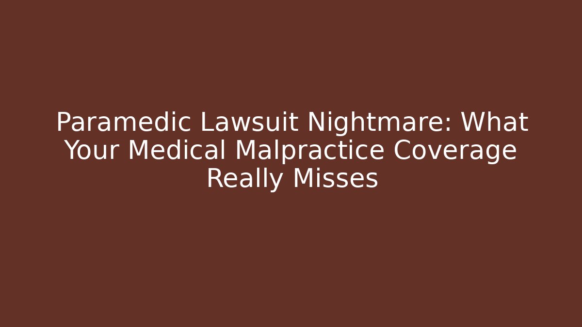 Paramedic Lawsuit Nightmare: What Your Medical Malpractice Coverage Really Misses