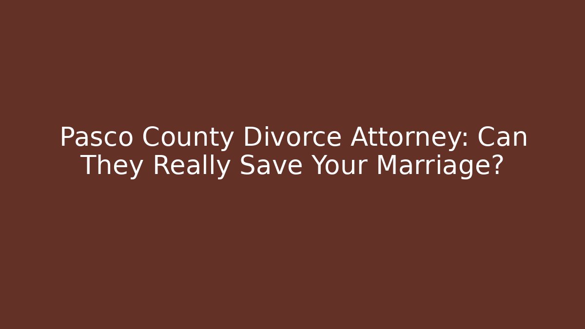 Pasco County Divorce Attorney: Can They Really Save Your Marriage?