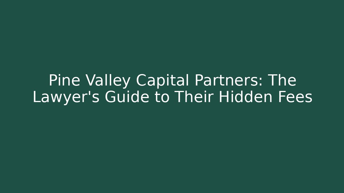 Pine Valley Capital Partners: The Lawyer's Guide to Their Hidden Fees