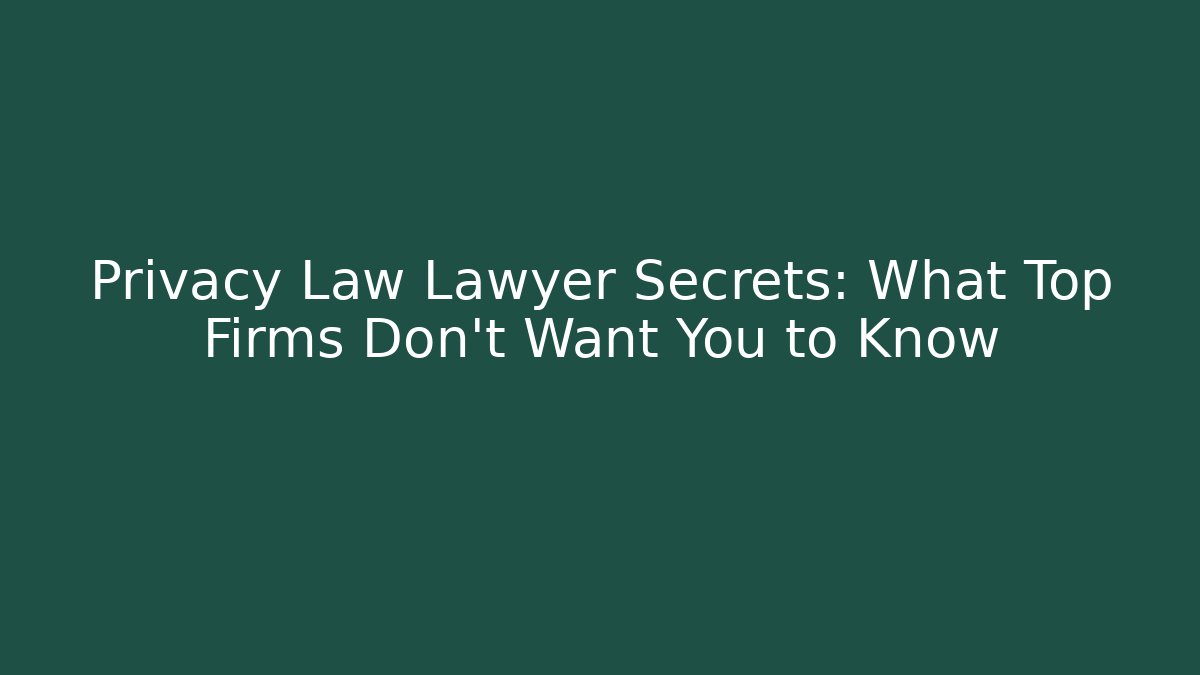 Privacy Law Lawyer Secrets: What Top Firms Don't Want You to Know