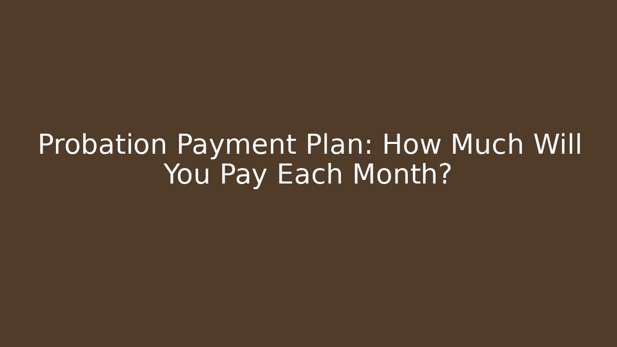 Probation Payment Plan: How Much Will You Pay Each Month?