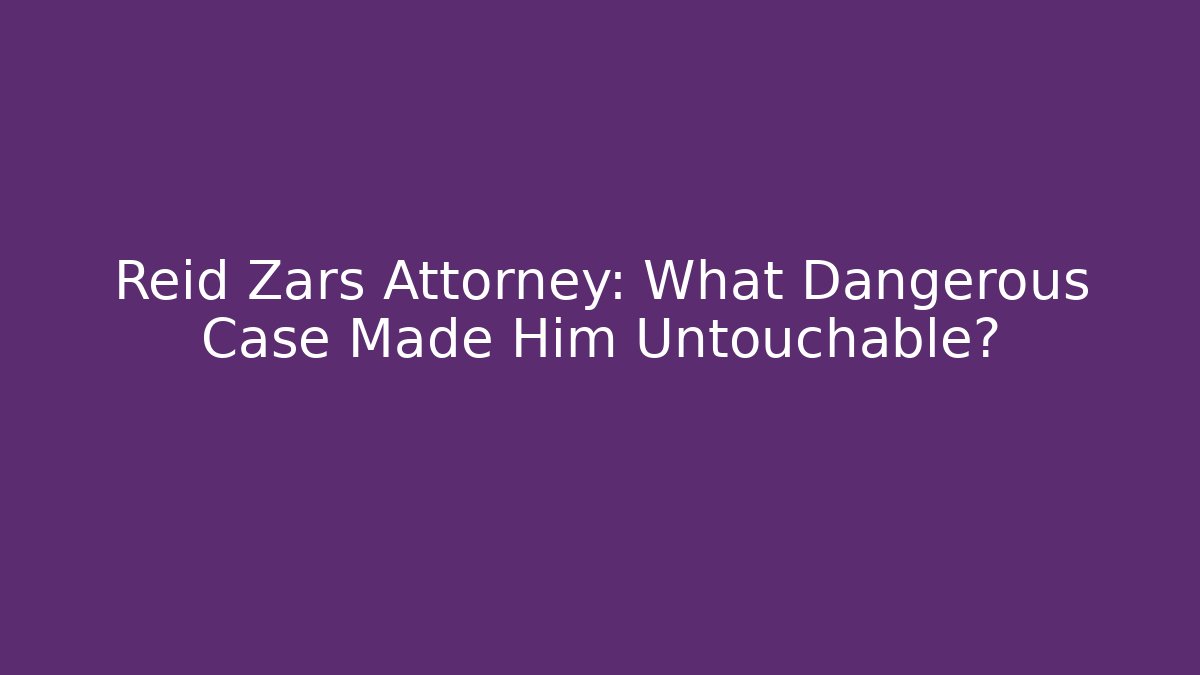 Reid Zars Attorney: What Dangerous Case Made Him Untouchable? - V Auction