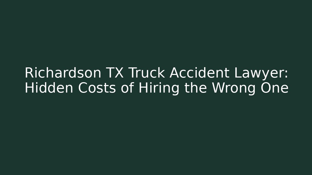 Richardson TX Truck Accident Lawyer: Hidden Costs of Hiring the Wrong One