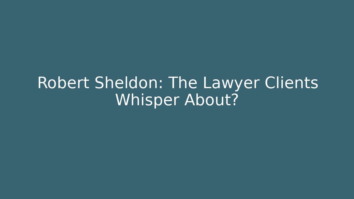 Robert Sheldon: The Lawyer Clients Whisper About? - V Auction