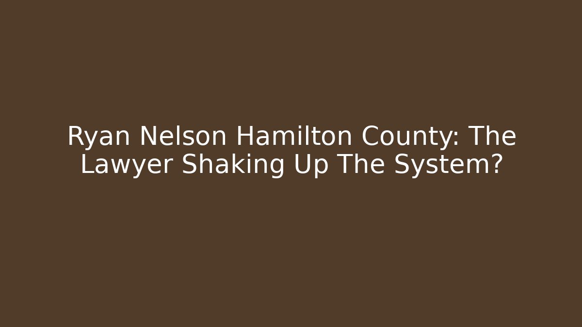 Ryan Nelson Hamilton County: The Lawyer Shaking Up The System?