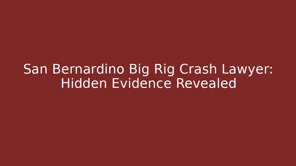 San Bernardino Big Rig Crash Lawyer: Hidden Evidence Revealed