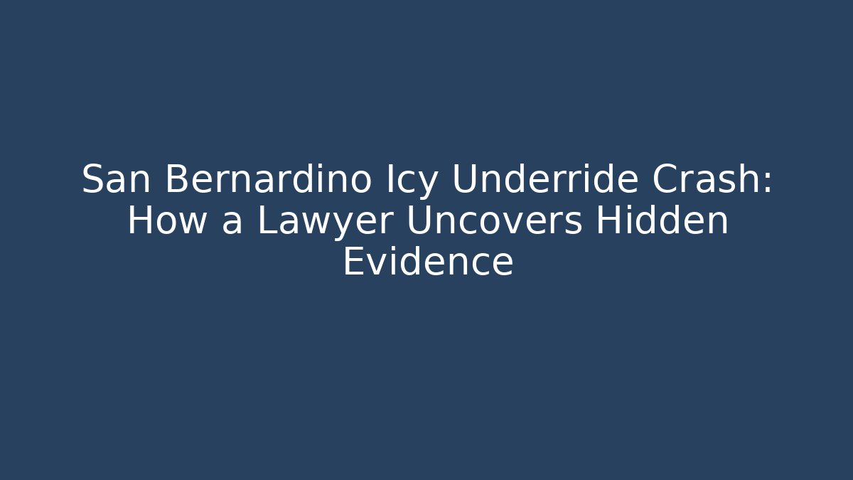 San Bernardino Icy Underride Crash: How a Lawyer Uncovers Hidden Evidence