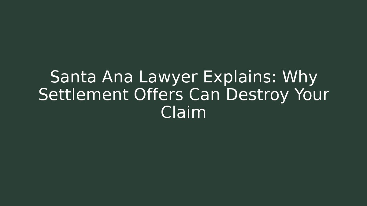 Santa Ana Lawyer Explains: Why Settlement Offers Can Destroy Your Claim