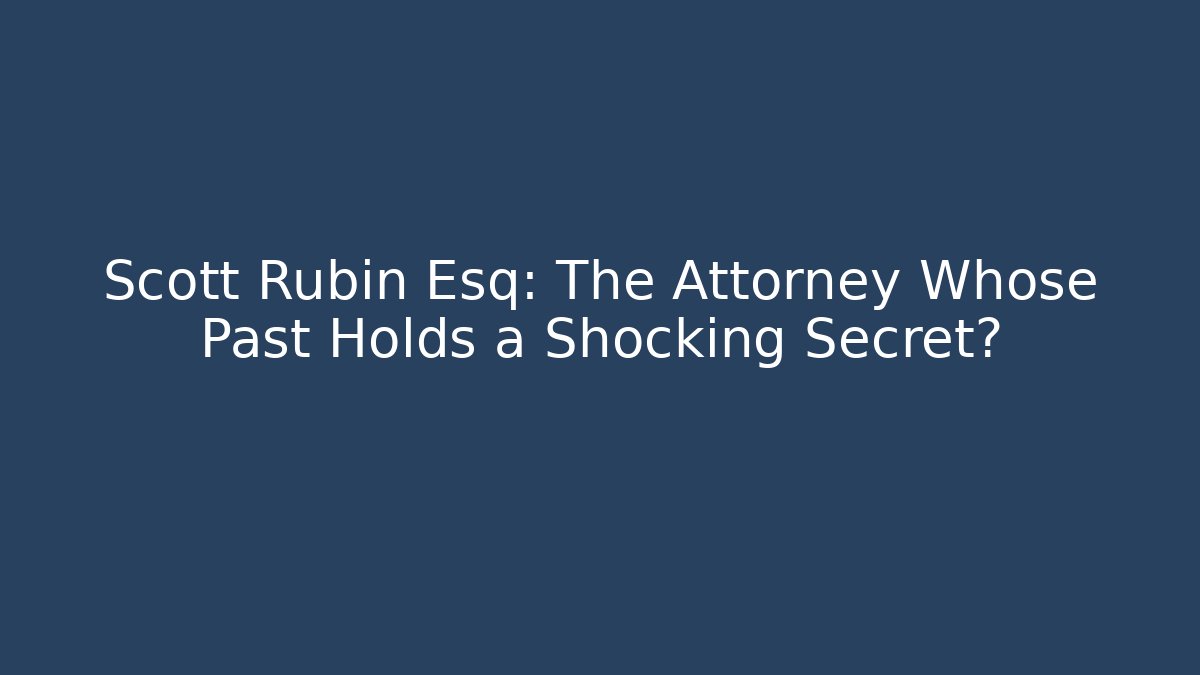Scott Rubin Esq: The Attorney Whose Past Holds a Shocking Secret? - V Auction