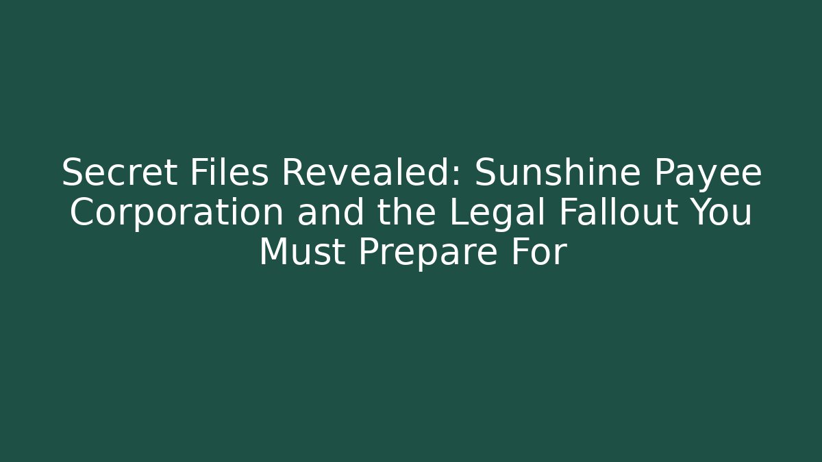 Secret Files Revealed: Sunshine Payee Corporation and the Legal Fallout You Must Prepare For