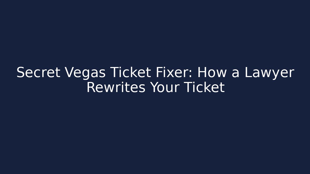 Secret Vegas Ticket Fixer: How a Lawyer Rewrites Your Ticket