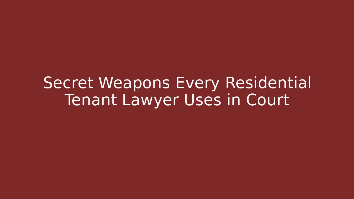Secret Weapons Every Residential Tenant Lawyer Uses in Court