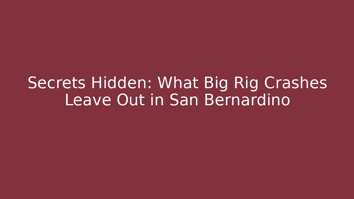 Secrets Hidden: What Big Rig Crashes Leave Out in San Bernardino